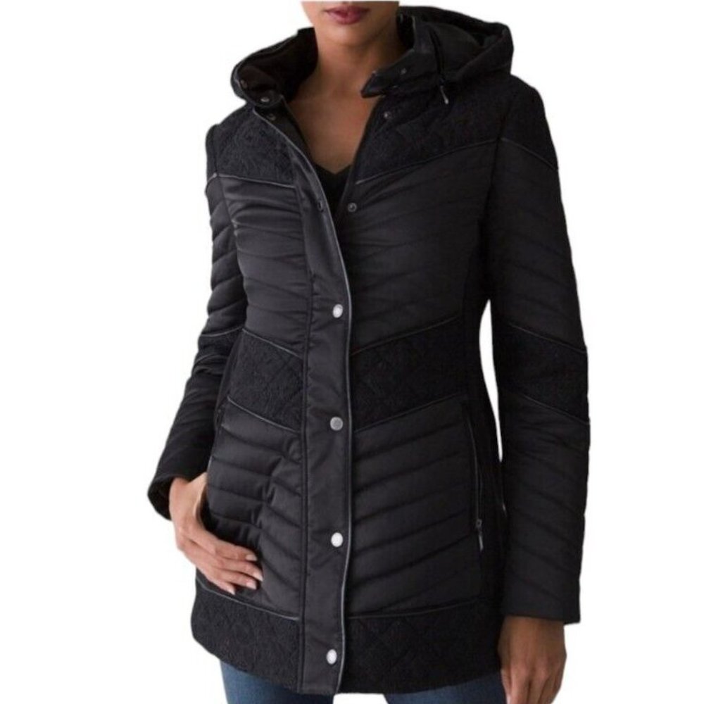 Women's Black winter coat, White House Black Market, Medium; gently used.